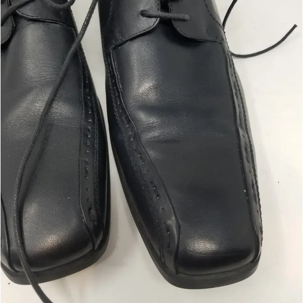 Steve Madden Men's Leather Black Trennt style Lace Up Dress Shoes Oxfords Size10